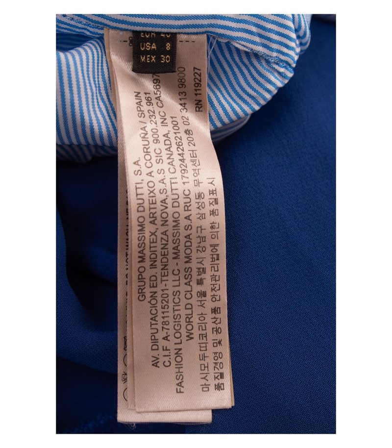 Massimo Dutti Damen Kleid Minikleid V-Ausschnitt Gr. EUR 40 (DE 38) Blau – Foto 7
