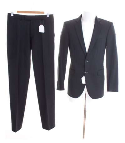 strellson Herren Anzug Business Gr. DE 90 Schwarz Blau Wolle