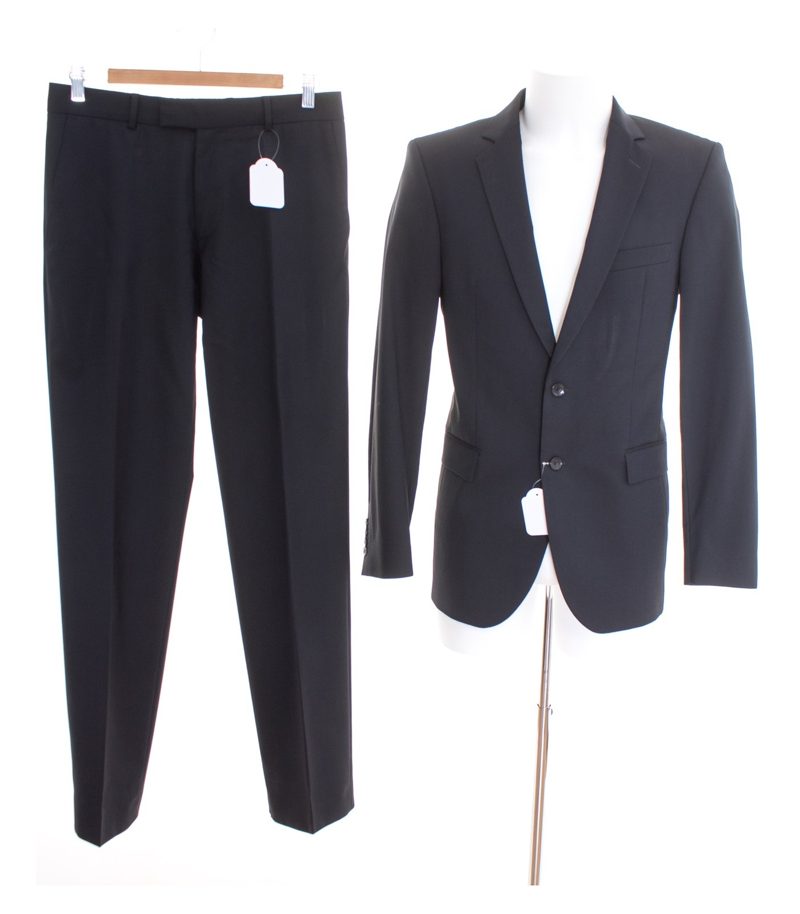 strellson Herren Anzug Business Gr. DE 90 Schwarz Blau Wolle – Foto 1