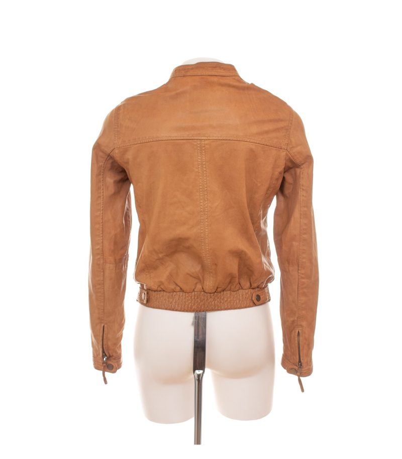 Massimo Dutti Damen Lederjacke Lammleder Biker Gr. S Cognac Braun – Foto 4
