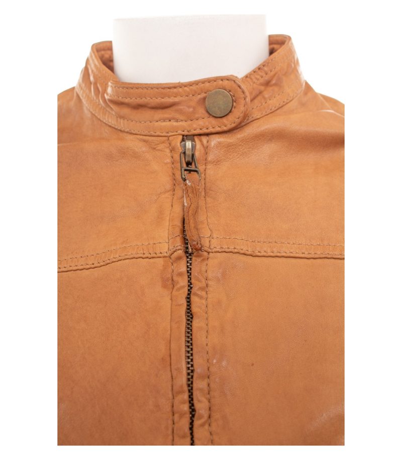 Massimo Dutti Damen Lederjacke Lammleder Biker Gr. S Cognac Braun – Foto 5