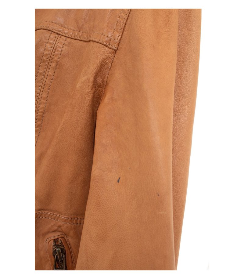 Massimo Dutti Damen Lederjacke Lammleder Biker Gr. S Cognac Braun – Foto 6