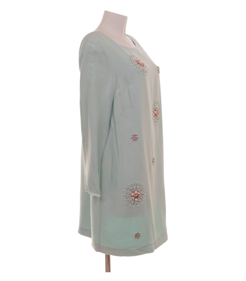 Boden Damen Kleid Pailletten Gr. UK 18L (DE 44 Lang) Mintgrün Wolle Seide – Foto 2