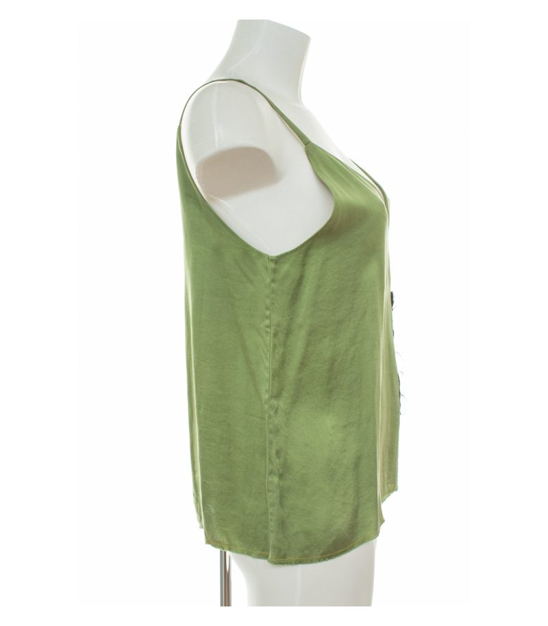 5 Preview Damen Seidentop Top Gr. L 100% Grün Seide – Foto 2