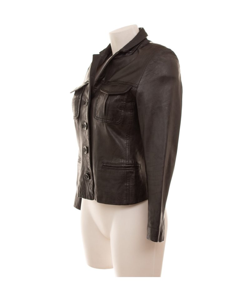ZADIG & VOLTAIRE Damen Lederjacke Lammleder Gr. S Schwarz Leder – Foto 3