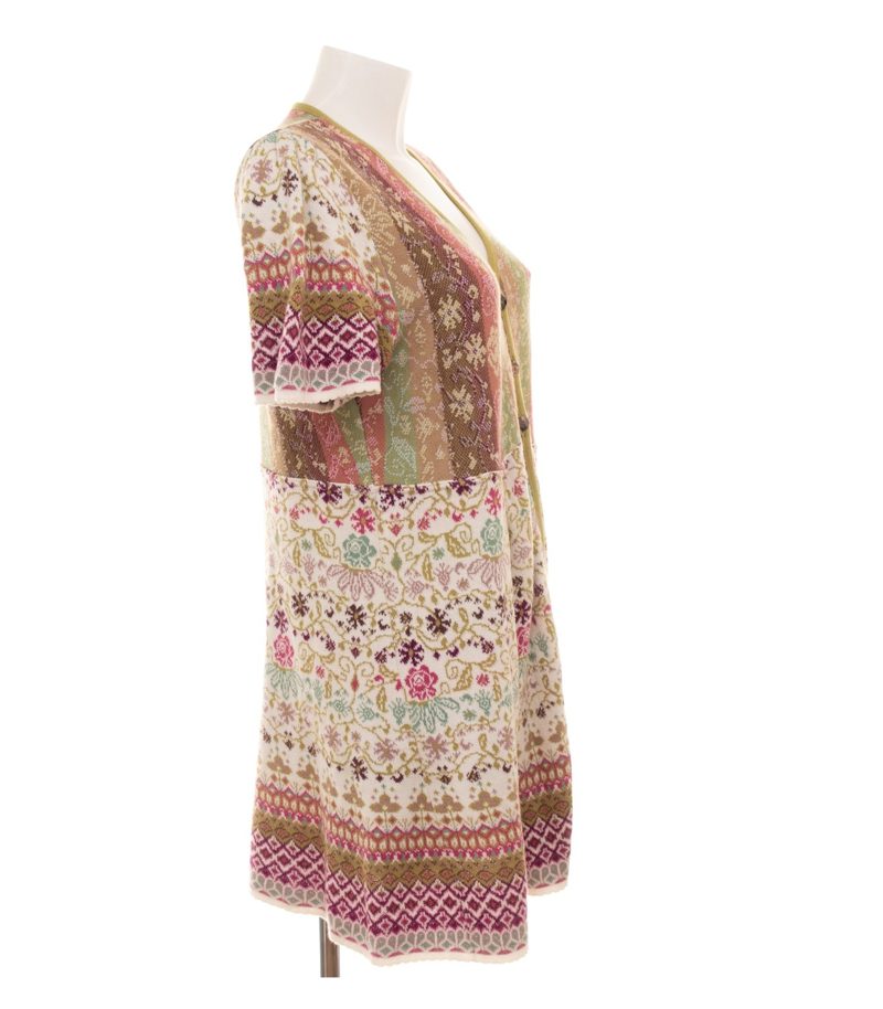 DUNQUE Damen Strickkleid Cardigan Floral Boho Muster Gr. M Mehrfarbig Baumwolle – Foto 2