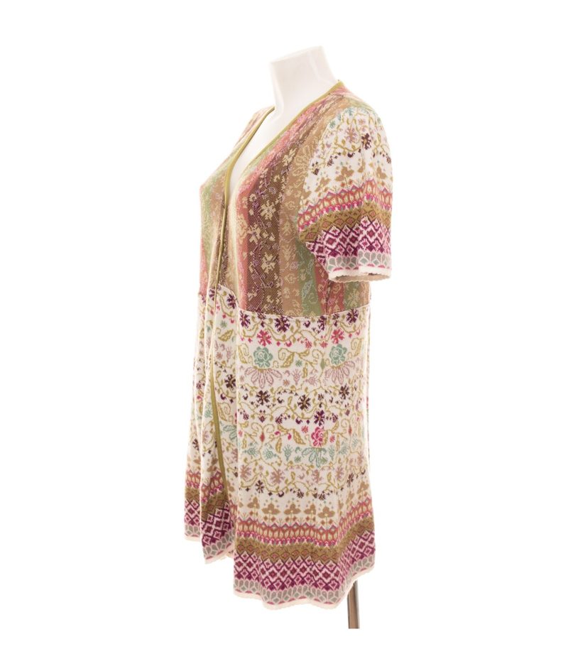 DUNQUE Damen Strickkleid Cardigan Floral Boho Muster Gr. M Mehrfarbig Baumwolle – Foto 3