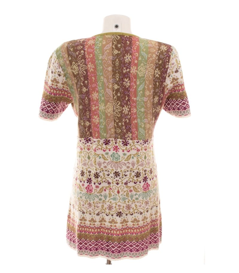 DUNQUE Damen Strickkleid Cardigan Floral Boho Muster Gr. M Mehrfarbig Baumwolle – Foto 4