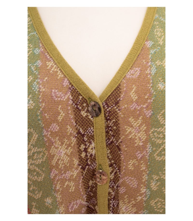 DUNQUE Damen Strickkleid Cardigan Floral Boho Muster Gr. M Mehrfarbig Baumwolle – Foto 5