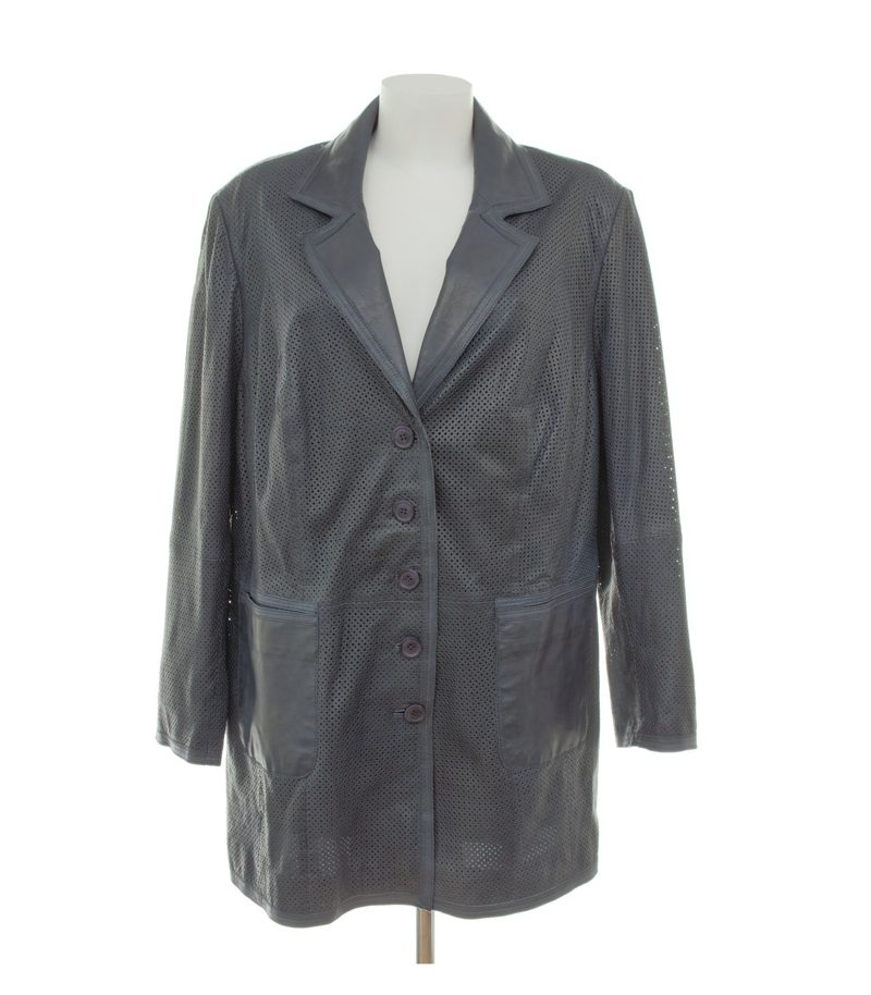 MONA Damen Lederjacke Perforiert Kurzgröße Gr. 25 Blau Leder – Foto 1