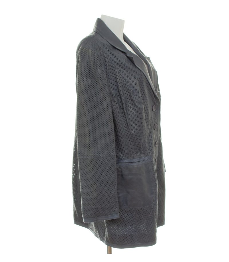 MONA Damen Lederjacke Perforiert Kurzgröße Gr. 25 Blau Leder – Foto 2