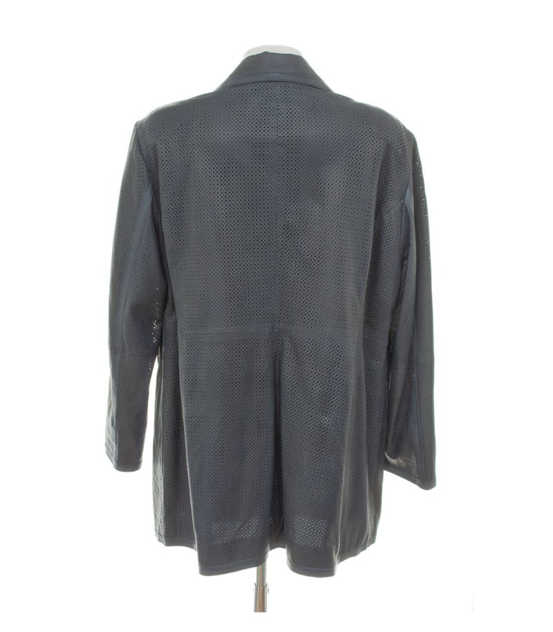 MONA Damen Lederjacke Perforiert Kurzgröße Gr. 25 Blau Leder – Foto 4