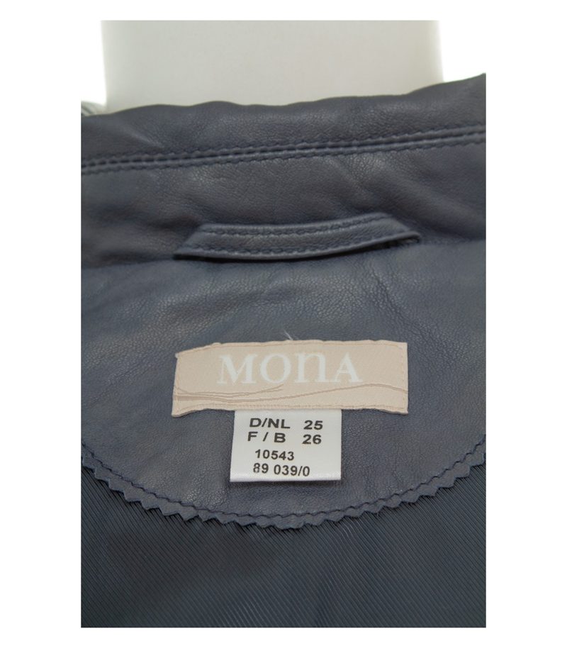 MONA Damen Lederjacke Perforiert Kurzgröße Gr. 25 Blau Leder – Foto 7