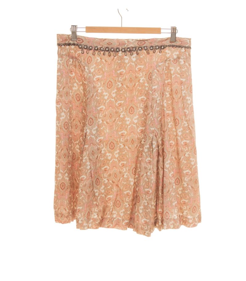 NOA Damen Rock Knielang Paisley Perlenstickerei Gr. XL Beige Viskose – Foto 1