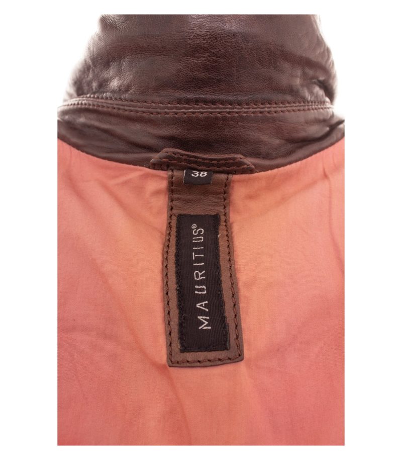 MAURITIUS Damen Jacke Ledermantel Gürtel Gr. 38 Braun Leder – Foto 9
