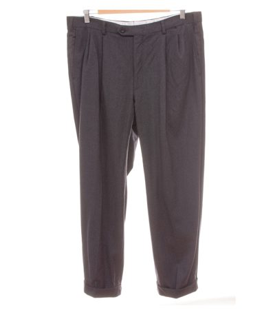 BRIONI Herren Anzughose Bundfaltenhose Old Money Gr. 26 Dunkelgrau Wolle