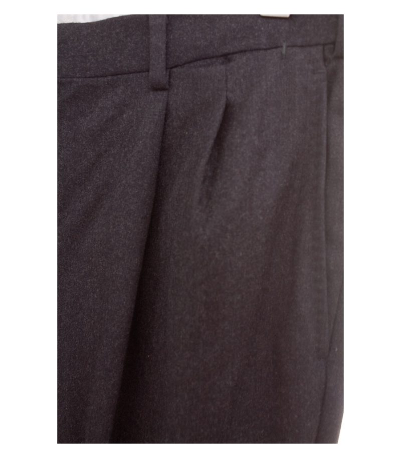BRIONI Herren Anzughose Bundfaltenhose Old Money Gr. 26 Dunkelgrau Wolle – Foto 3