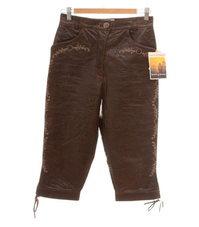 SPIETH & WENSKY Damen Trachtenhose Kniebundhose Stickerei Gr. 38 Braun Leder