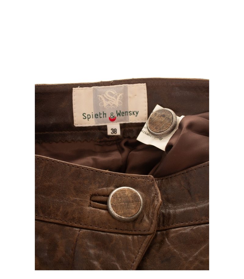 SPIETH & WENSKY Damen Trachtenhose Kniebundhose Stickerei Gr. 38 Braun Leder – Foto 4