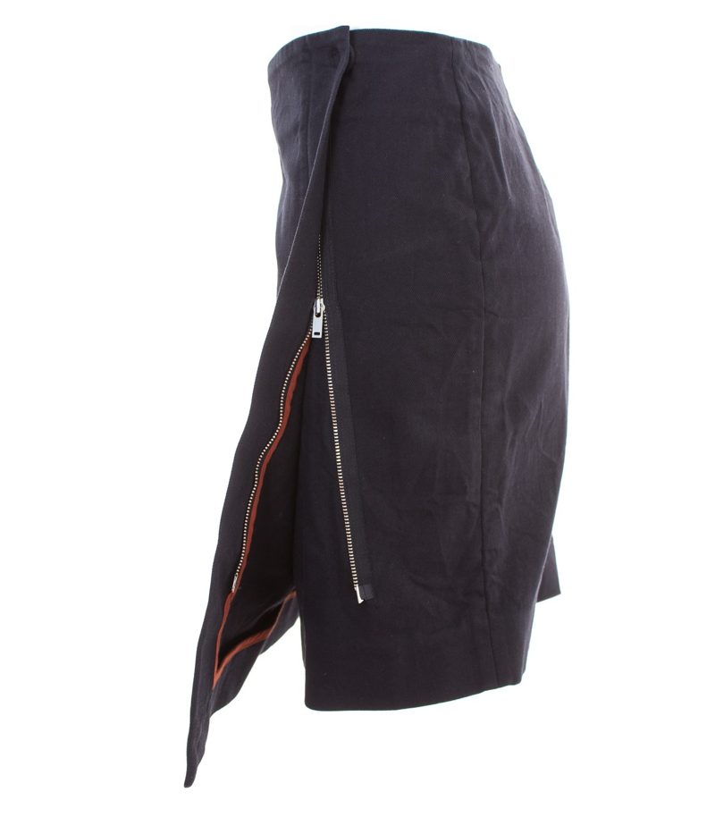 COS Damen Rock Minirock Asymmetrisch Navyblau Gr. DE 36 Baumwolle – Foto 3