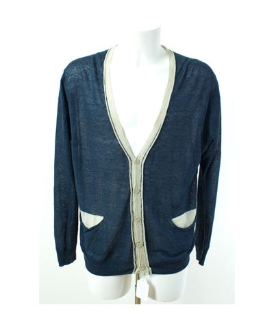 DANIELE FIESOLI Herren Strickjacke Sommer Cardigan Gr. XL/DE 54 Leinen