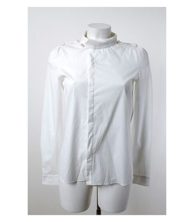6267 Ivory Floral Damen Bluse Klassische Shirt Gr. DE 36 Baumwolle