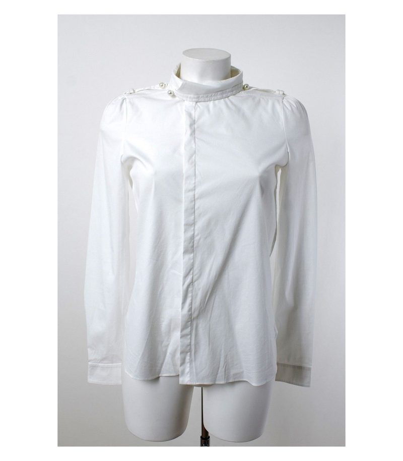 6267 Ivory Floral Damen Bluse Klassische Shirt Gr. DE 36 Baumwolle – Foto 1