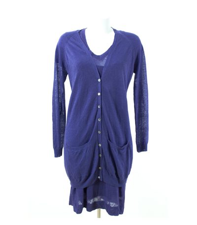 STEFANEL Twinset 3 tlg. Kleid Top Strickjacke Shirtkleid Cardigan Gr. S-M Leinen
