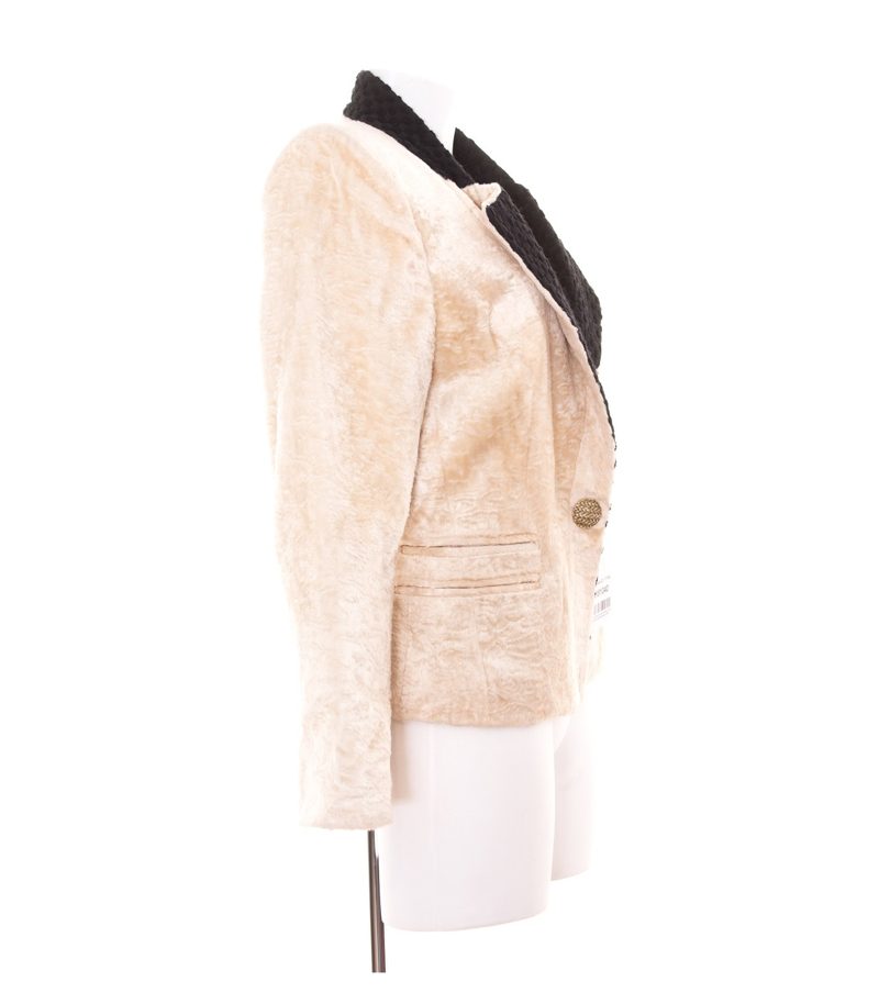 Maddalena Di Stefano Damen Blazer Gr. L Creme Schwarz Wolle – Foto 2