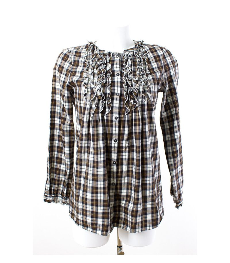 0039 ITALY Bluse Shirt Gr. S/36 Rüschenbluse 100% Baumwolle – Foto 1