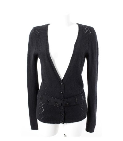 Snob Design Strickjacke Cardigan Perlenstickerei Gr. S/36 Wolle-Angora-Mix