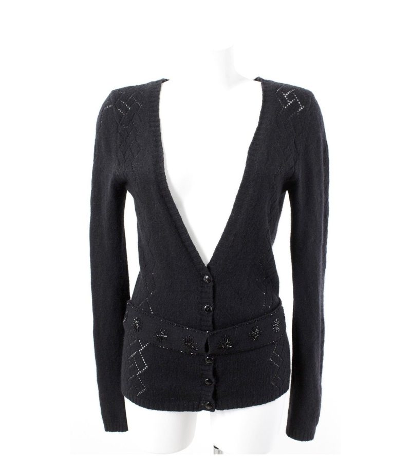 Snob Design Strickjacke Cardigan Perlenstickerei Gr. S/36 Wolle-Angora-Mix – Foto 1