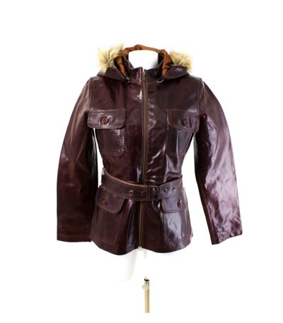 Damen Kapuzenjacke Lederjacke Gr. M/38 Leder NEU