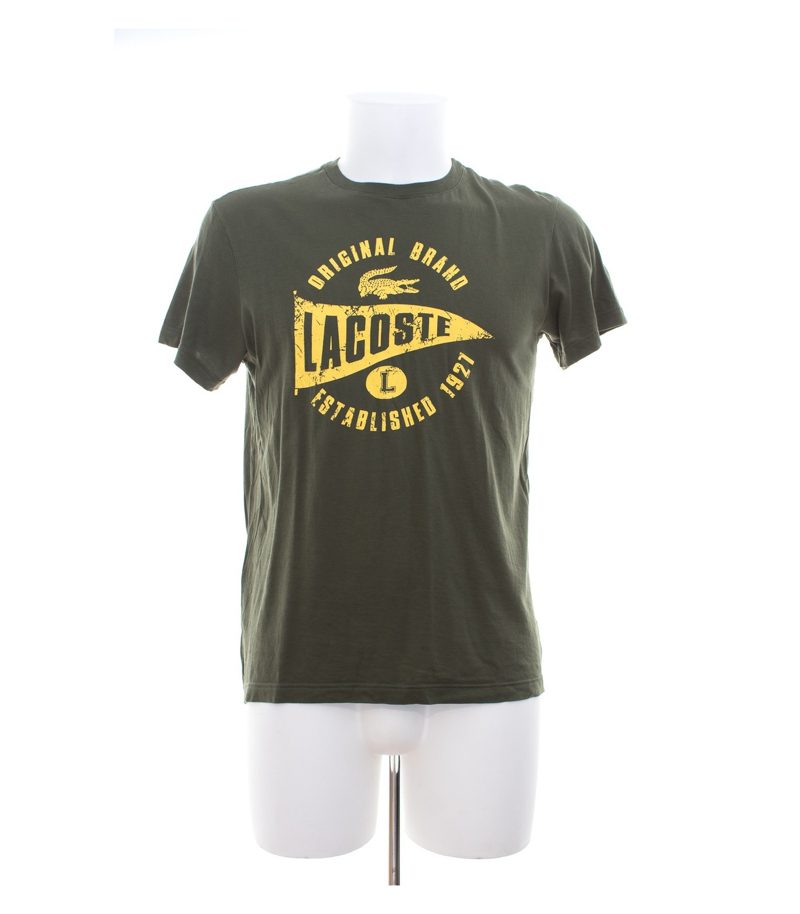 LACOSTE Herren T-Shirt Freizeitshirt Gr. S Olivgrün Baumwolle – Foto 1