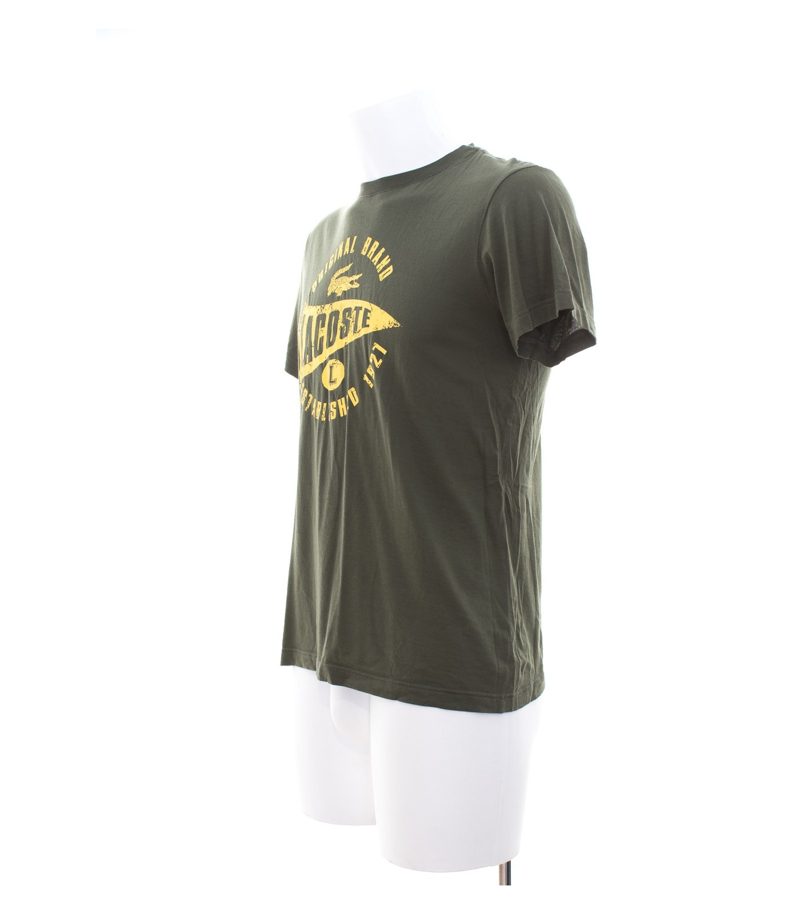 LACOSTE Herren T-Shirt Freizeitshirt Gr. S Olivgrün Baumwolle – Foto 2