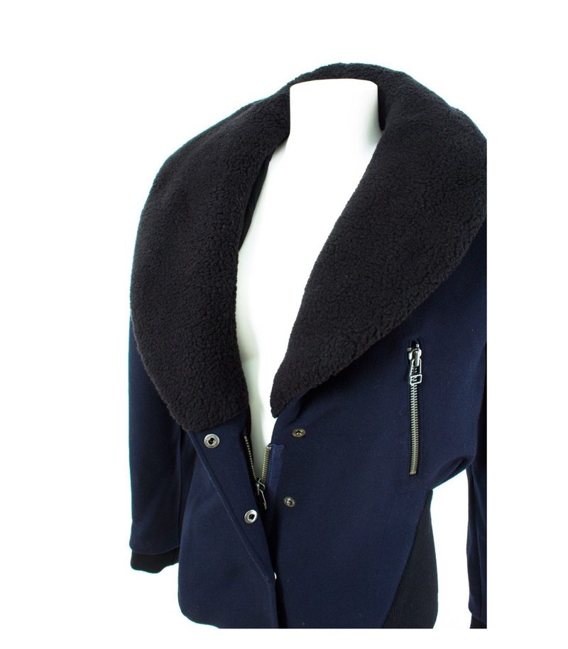 H&M Jacke Reine Winterjacke Wolljacke Gr. 40/L Wolle Leder Neu – Foto 2
