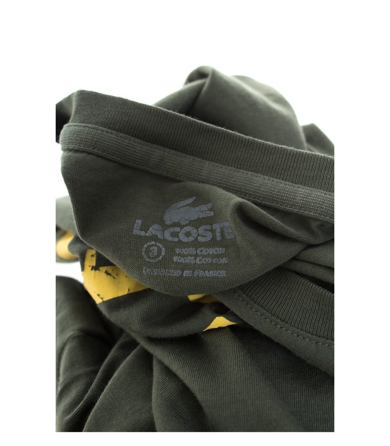 LACOSTE Herren T-Shirt Freizeitshirt Gr. S Olivgrün Baumwolle – Foto 4
