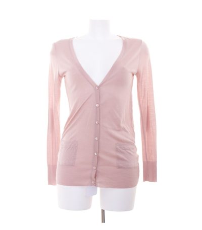 Massimo Dutti Damen Strickjacke Gr. M Taupe Strick Baumwolle
