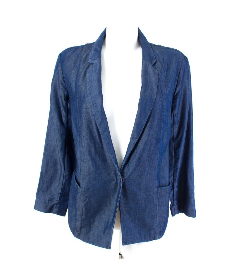 COS Damen Blazer Lyocell Business Klassisch Einreiher Gr. M Blau – Foto 1