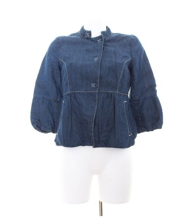 oui Damen Jeansjacke Sommerjacke Gr. DE 34 Blau Denim Leinen