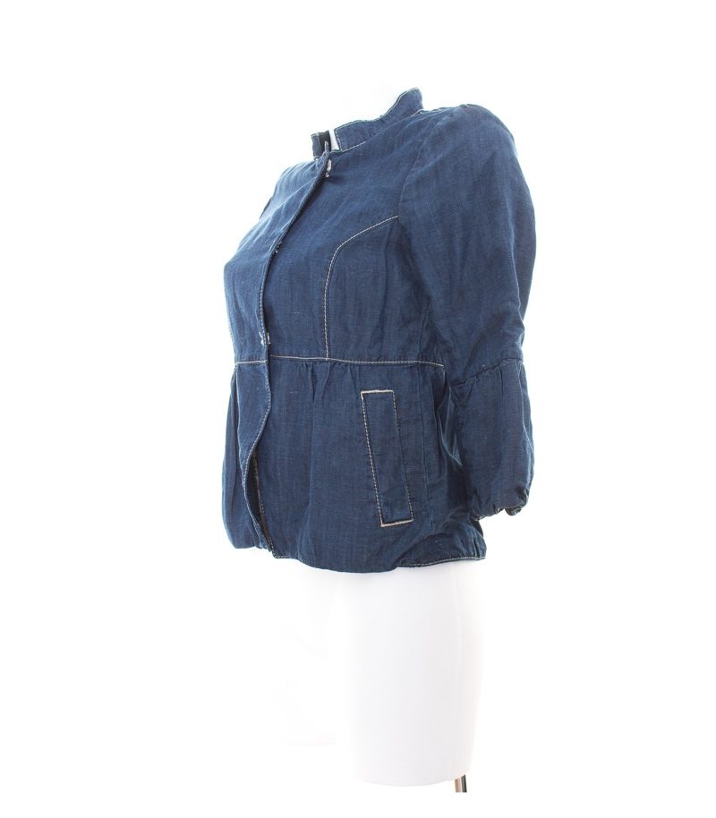 oui Damen Jeansjacke Sommerjacke Gr. DE 34 Blau Denim Leinen – Foto 2