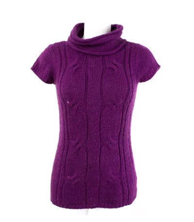 Damen Pullover Kurzarm Gr. XS/34 Wolle-Mohair Pulli Strick