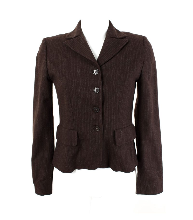 STEFANEL Damen Blazer Wolljacke Gr. 32 Braun Wolle – Foto 1