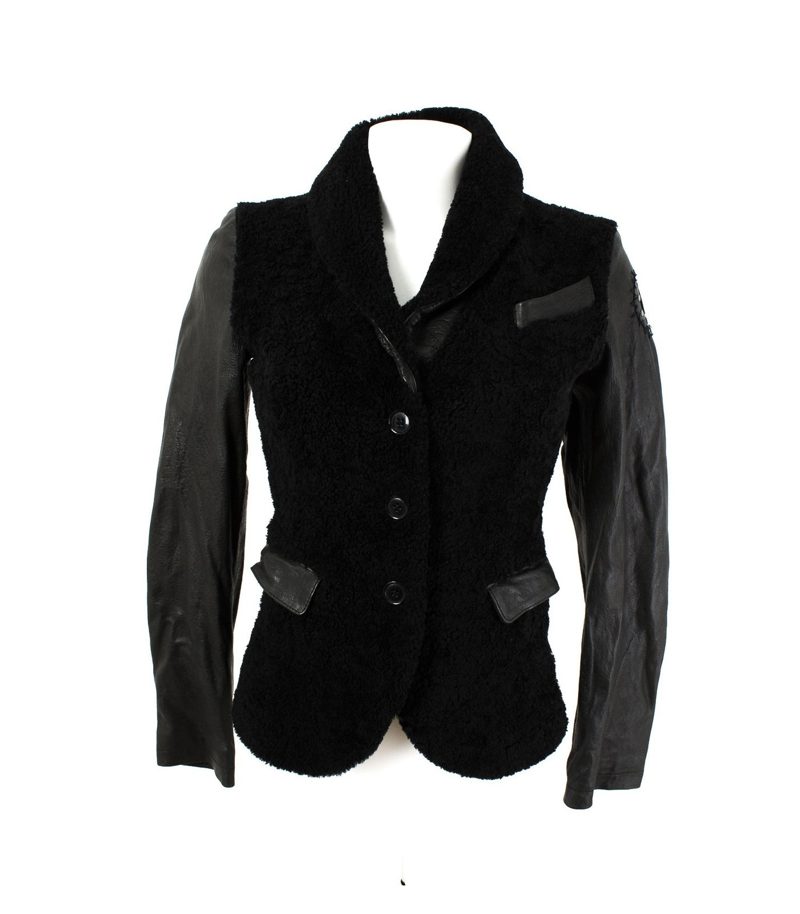 Damen Übergangsjacke Lederjacke Gr. 42 DE 34 Echres Schwarz Leder – Foto 1