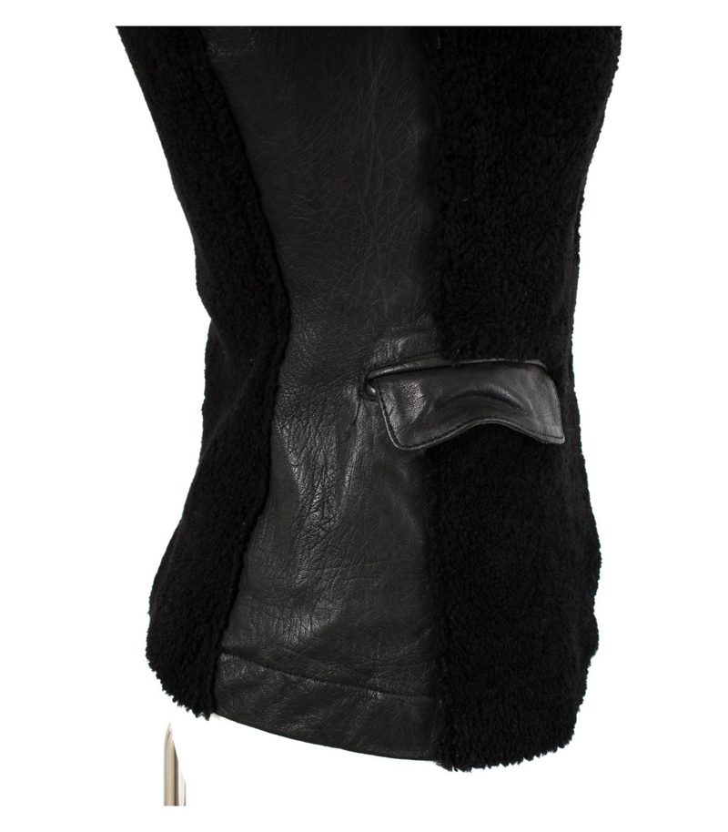 Damen Übergangsjacke Lederjacke Gr. 42 DE 34 Echres Schwarz Leder – Foto 3