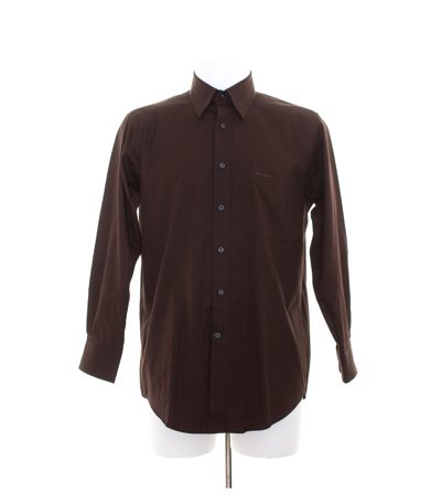 pierre cardin Herren Hemd Business Shirt Gr. 15/32 Braun Baumwolle