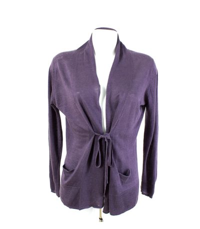 Donna Lane Damen Strickjacke Cardigan Bindeband Langarm Gr. M Lila Leinen