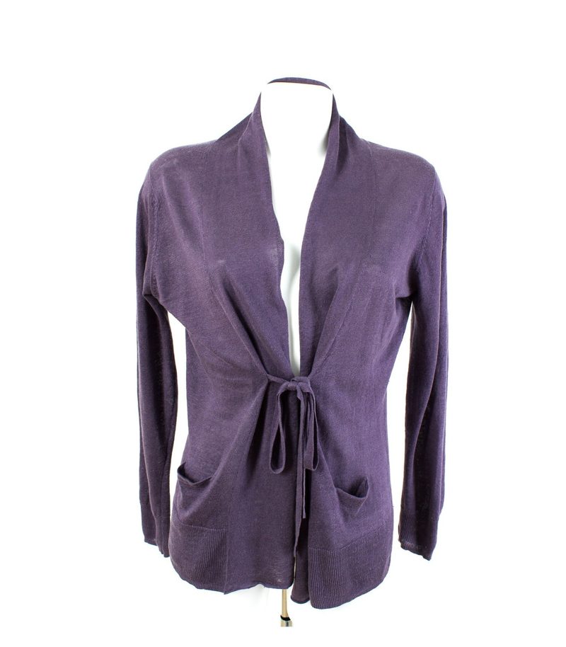 Donna Lane Damen Strickjacke Cardigan Bindeband Langarm Gr. M Lila Leinen – Foto 1
