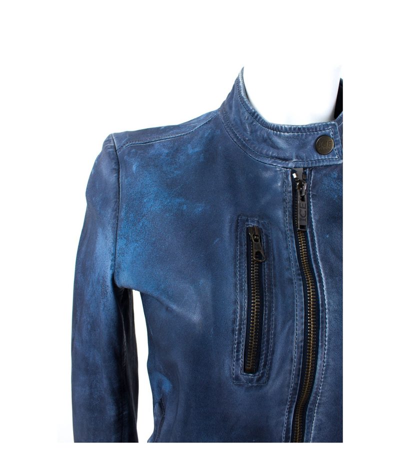 ICE ICEBERG Übergangsjacke Lederjacke Used Look Casual Gr. M Blau – Foto 2