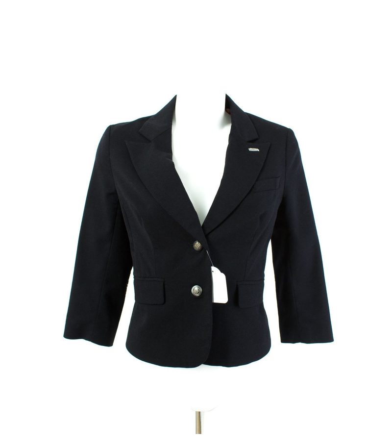 Damen Blazer Casual Gr. 4 DE 34 Schwarz Wolle – Foto 1